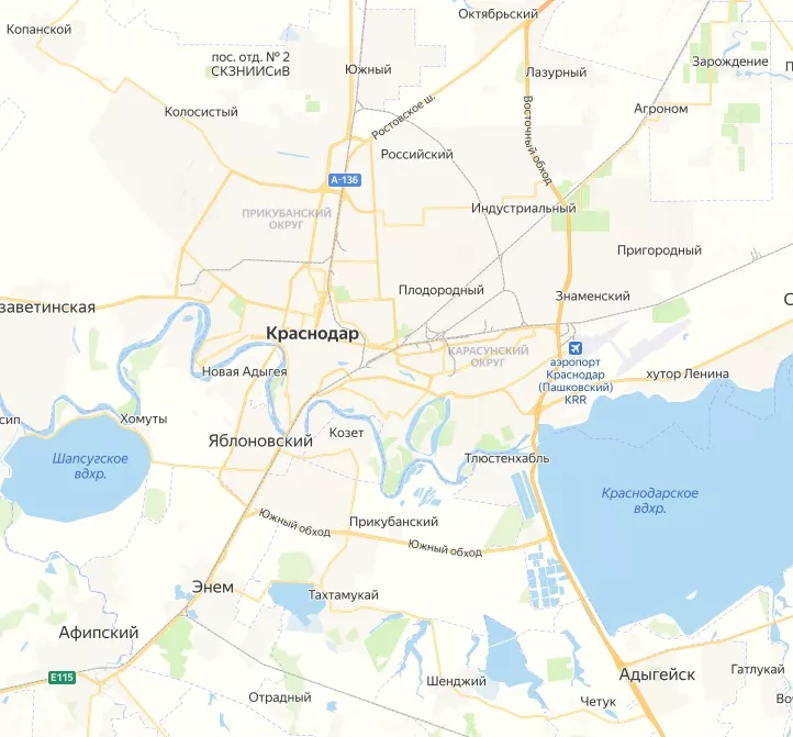 Карта Краснодара